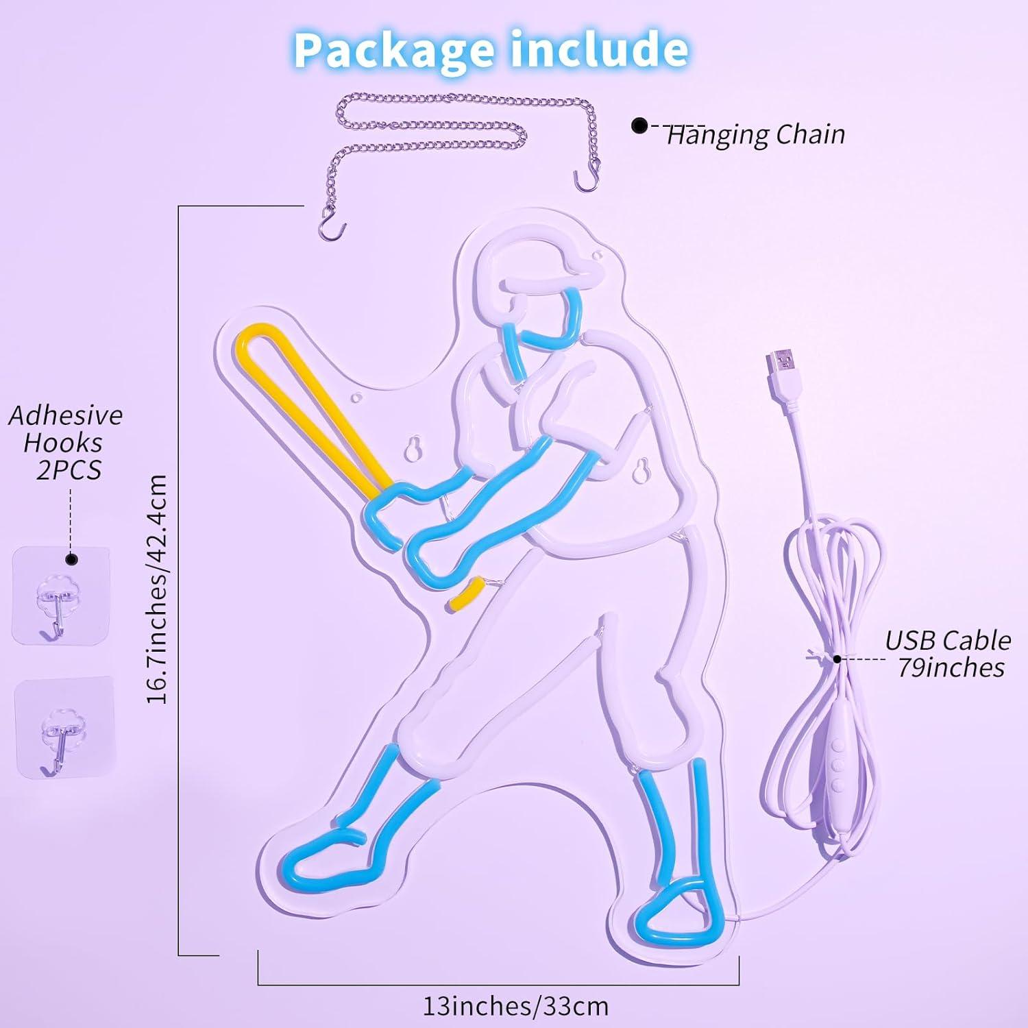 Luz de Neón LED de Béisbol RedGloBee 42.4x33 cm USB