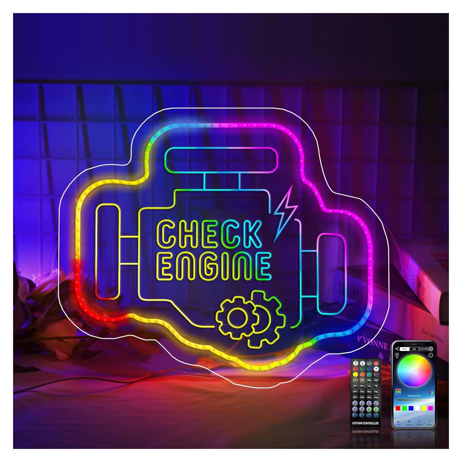 Luz de Neón LED Check Engine Dagelar 38.4x31.9 cm USB