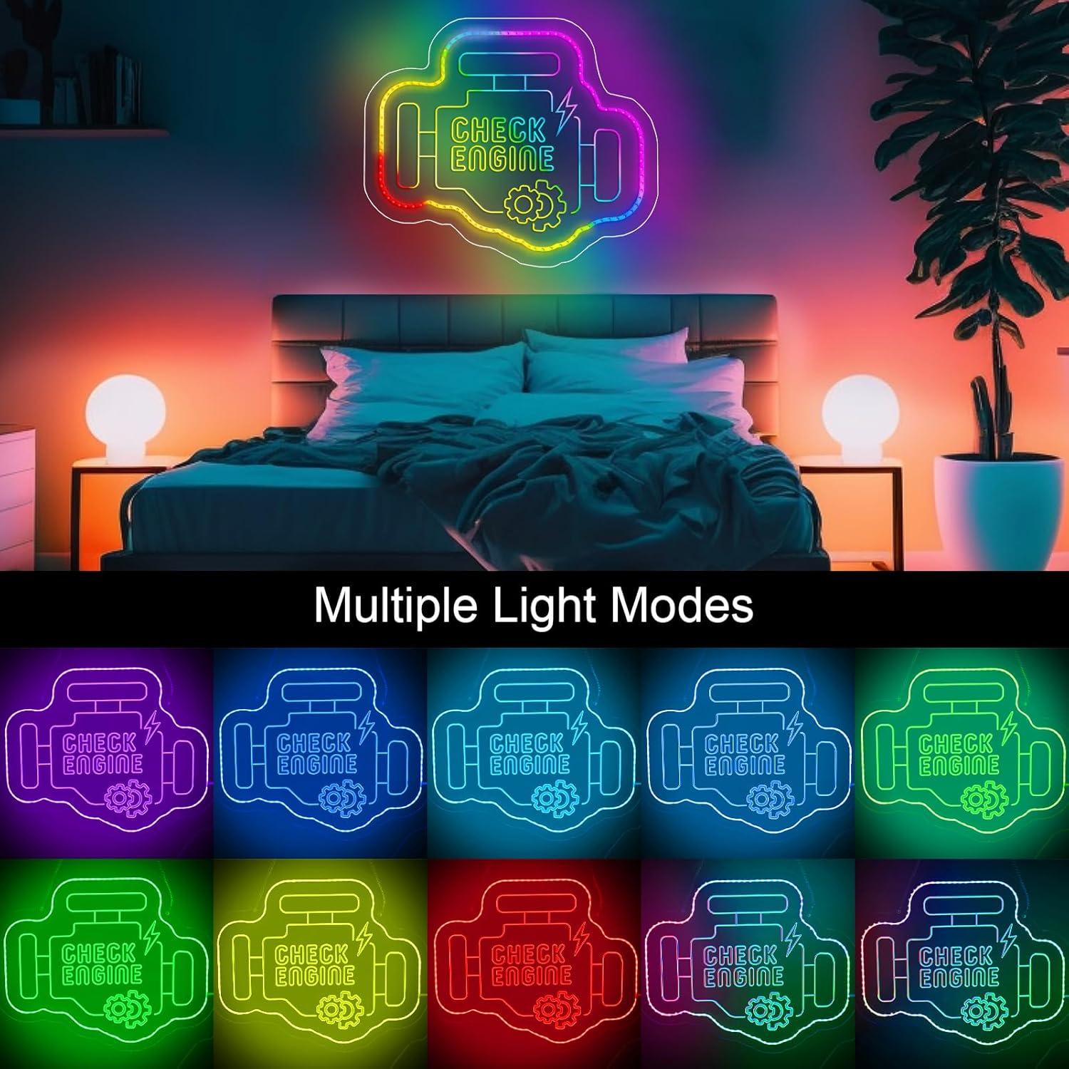 Luz de Neón LED Check Engine Dagelar 38.4x31.9 cm USB
