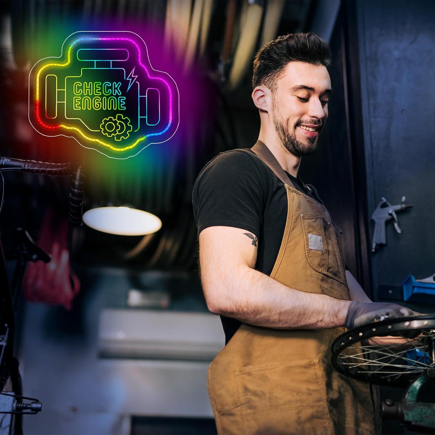 Luz de Neón LED Check Engine Dagelar 38.4x31.9 cm USB