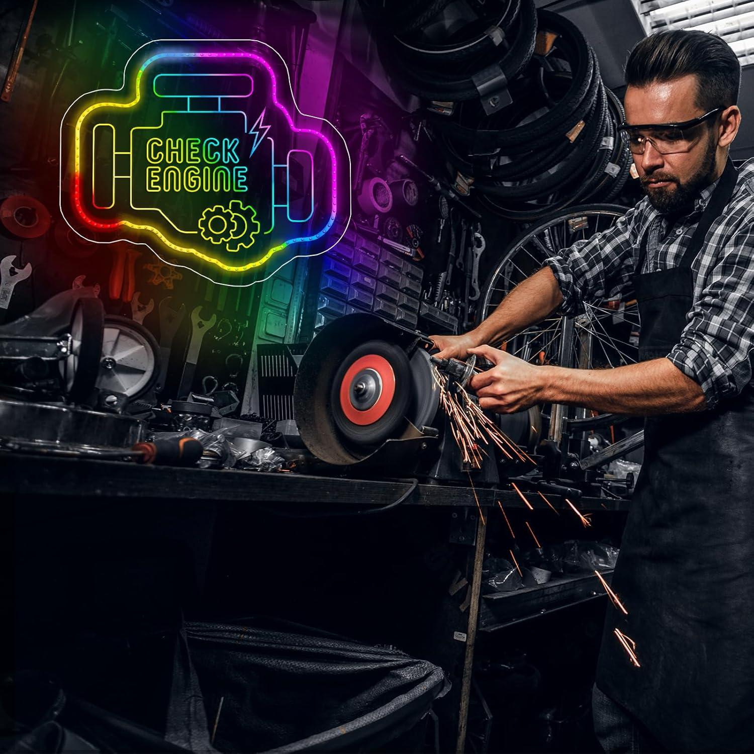 Luz de Neón LED Check Engine Dagelar 38.4x31.9 cm USB