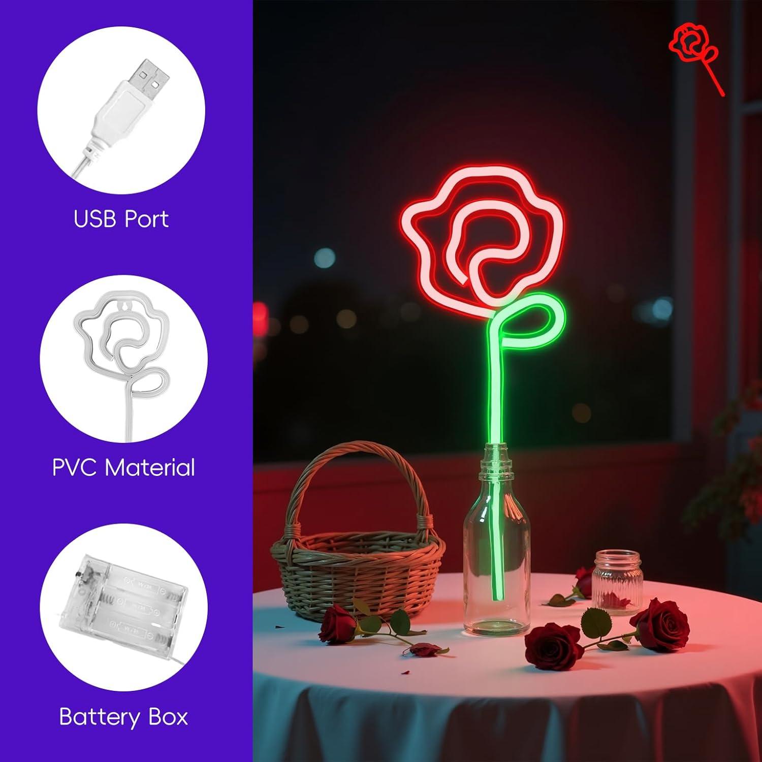 Luz de Neón Rosa HOGHTAR - Decoración LED USB 16.99x13.49cm