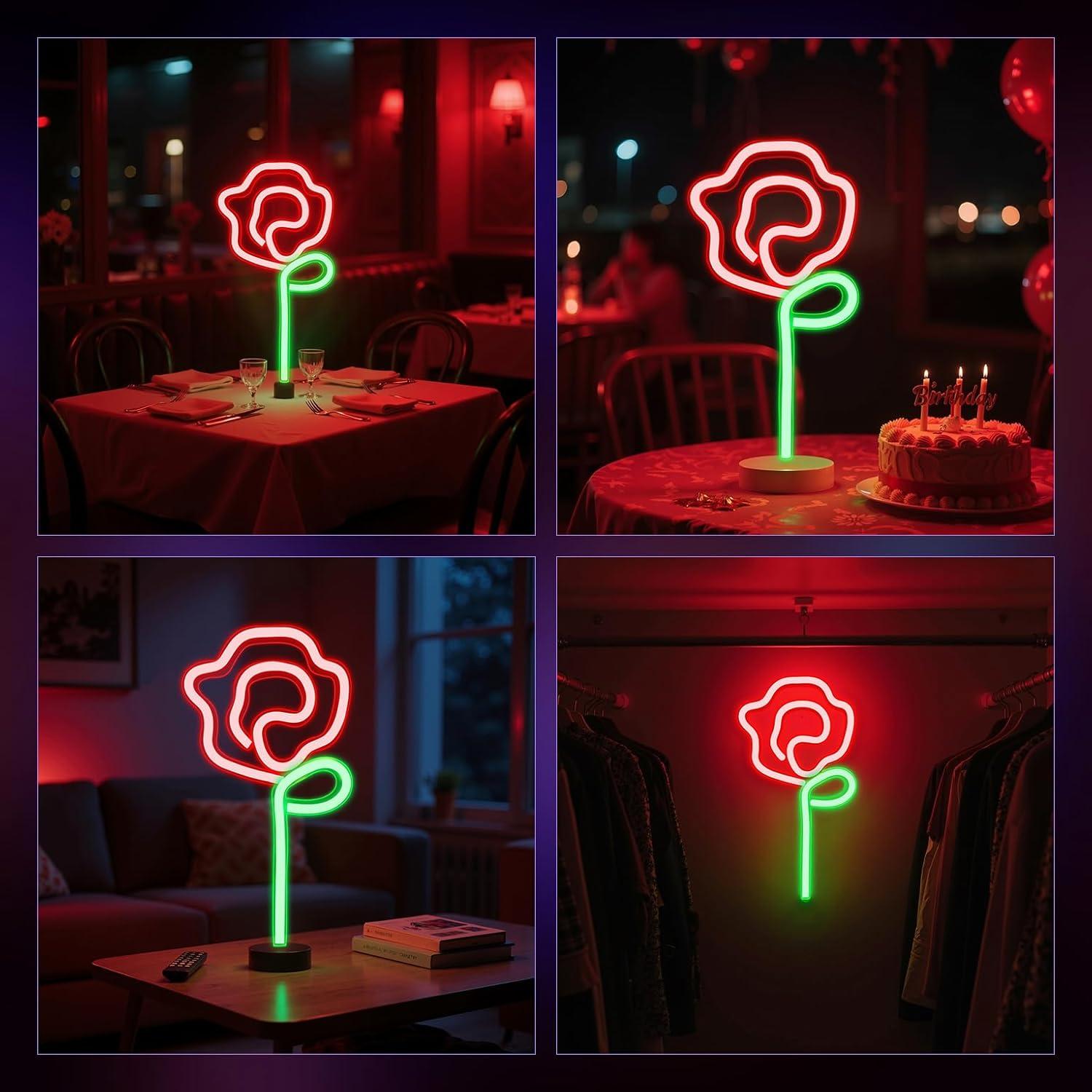 Luz de Neón Rosa HOGHTAR - Decoración LED USB 16.99x13.49cm