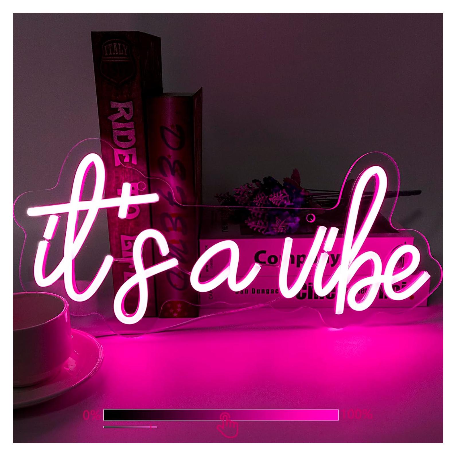 Letrero de Neón Moodlion Rosa Regulable 41x19 cm para Decoración