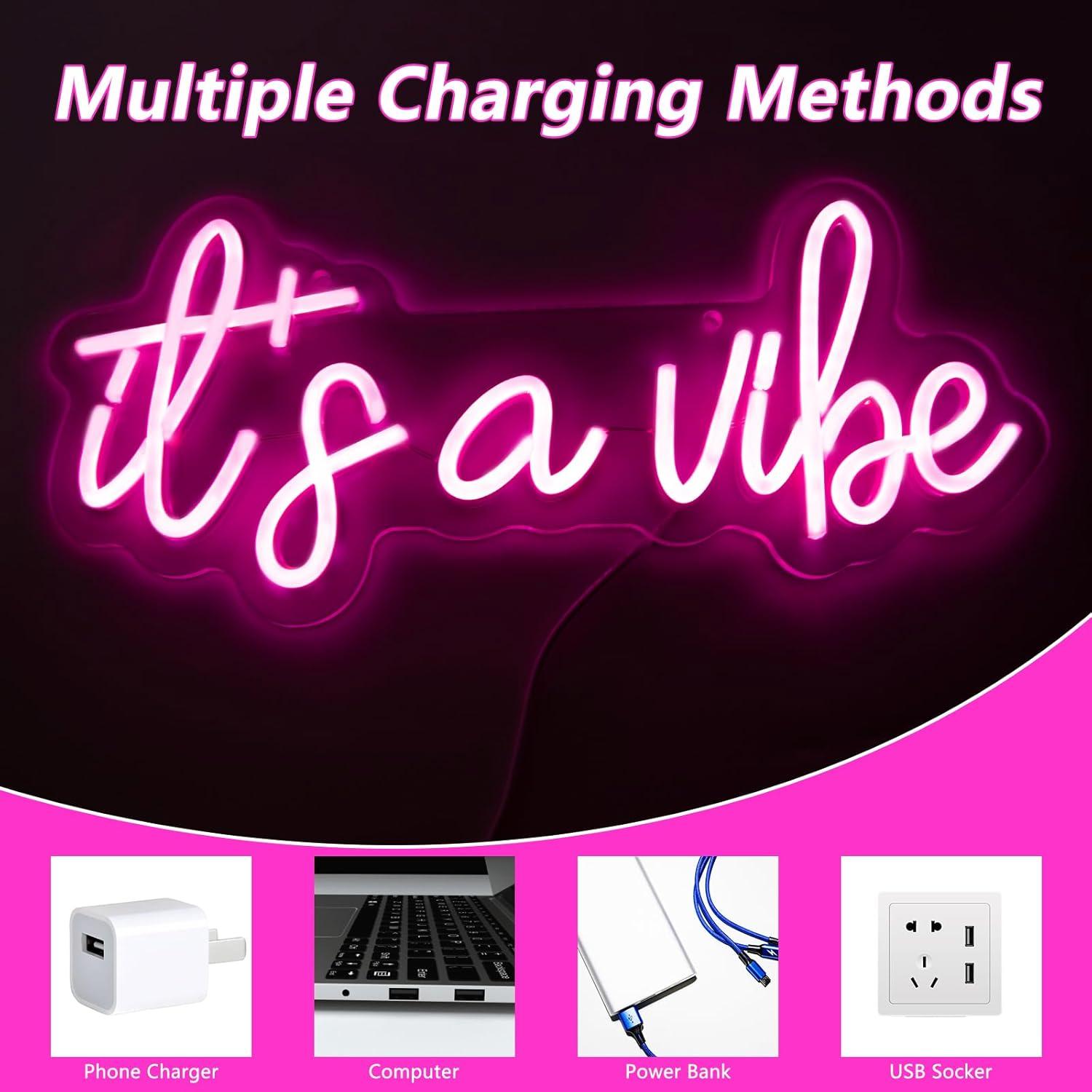 Letrero de Neón Moodlion Rosa Regulable 41x19 cm para Decoración