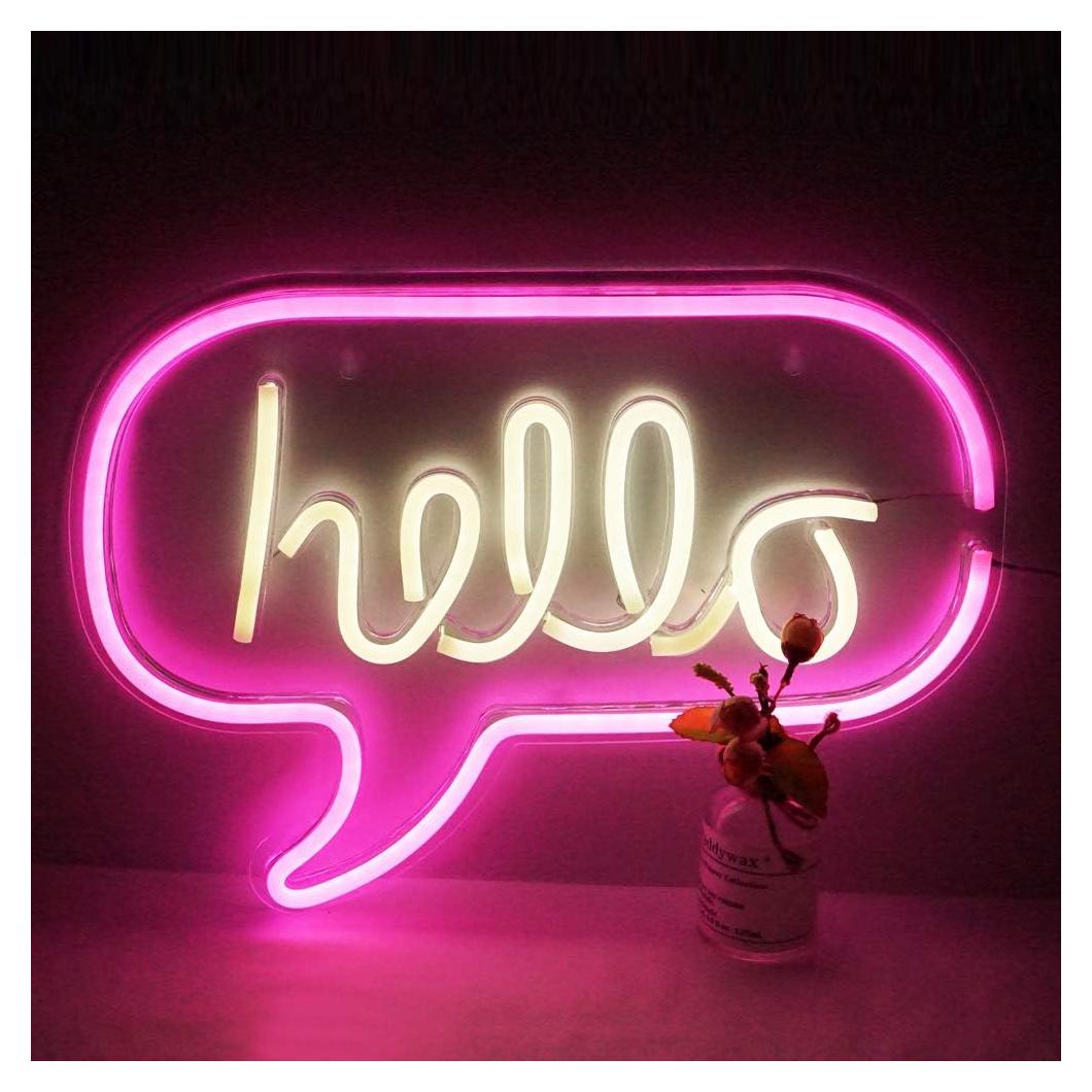 Letrero Neón Hola NiniTe LIGHTS 43x30.5cm Luz LED USB