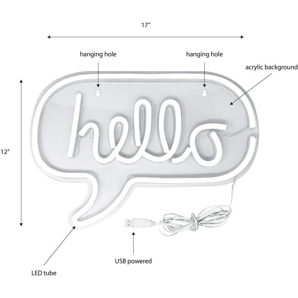 Letrero Neón Hola NiniTe LIGHTS 43x30.5cm Luz LED USB