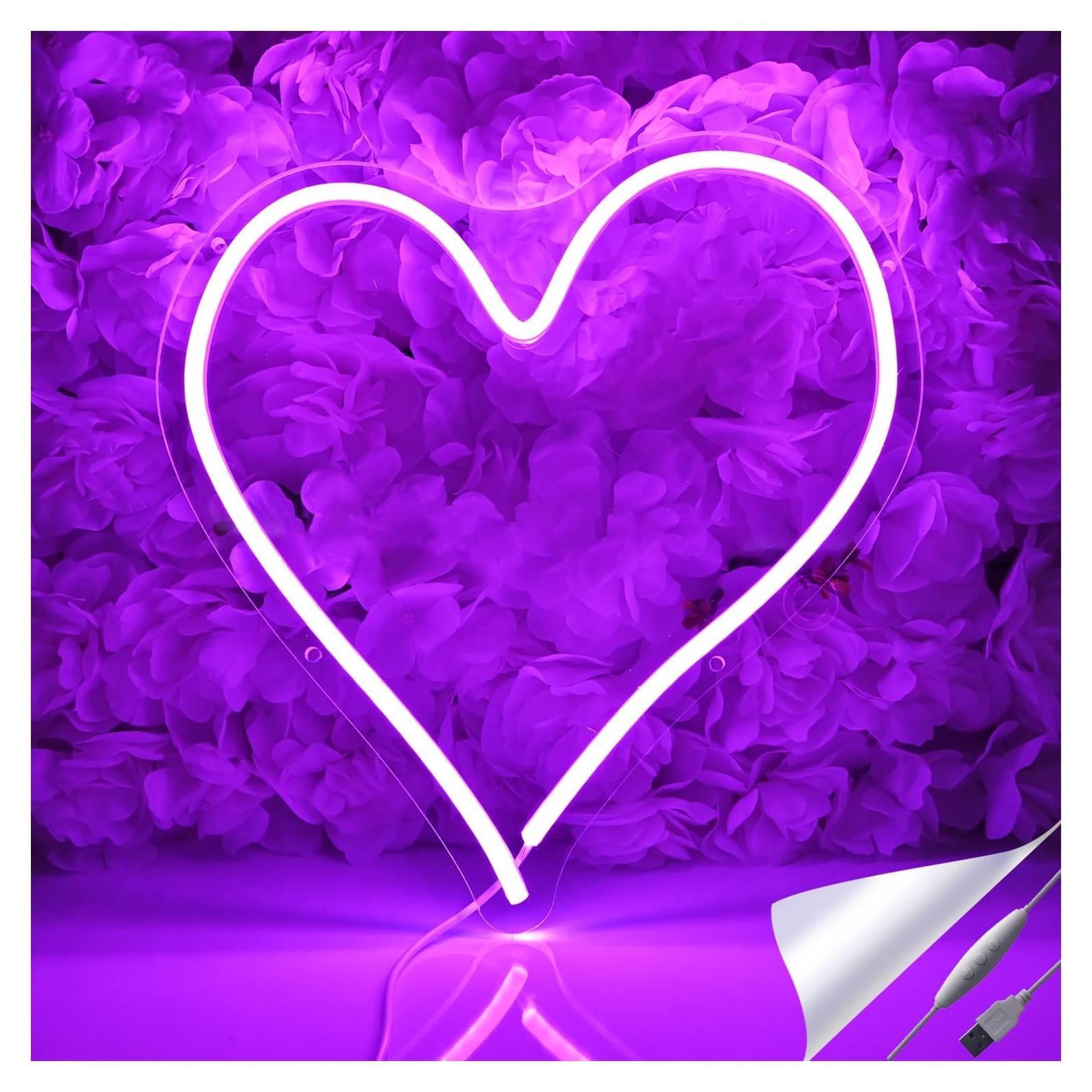 Luz de Neón Britrio Corazón 34 cm LED USB Púrpura