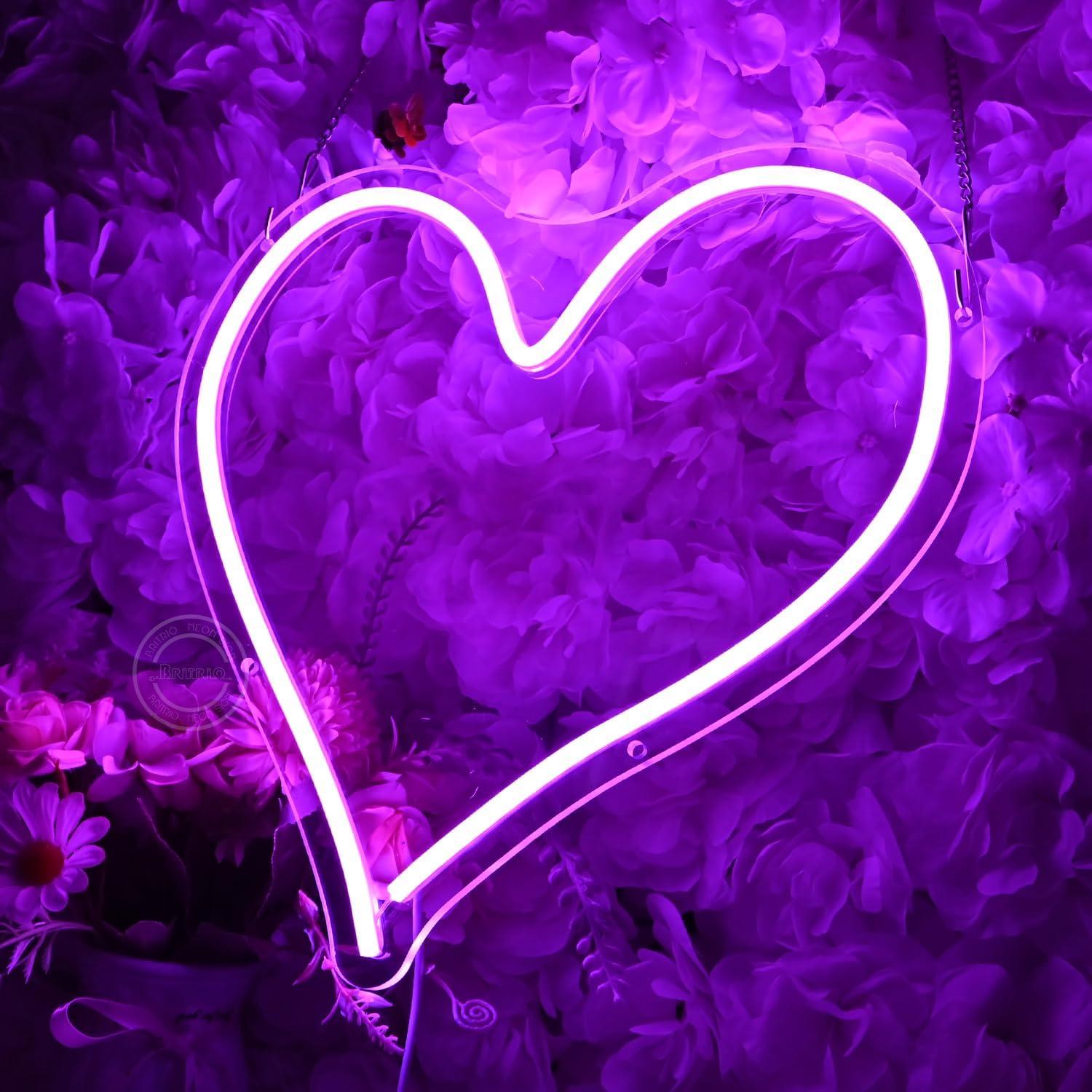 Luz de Neón Britrio Corazón 34 cm LED USB Púrpura