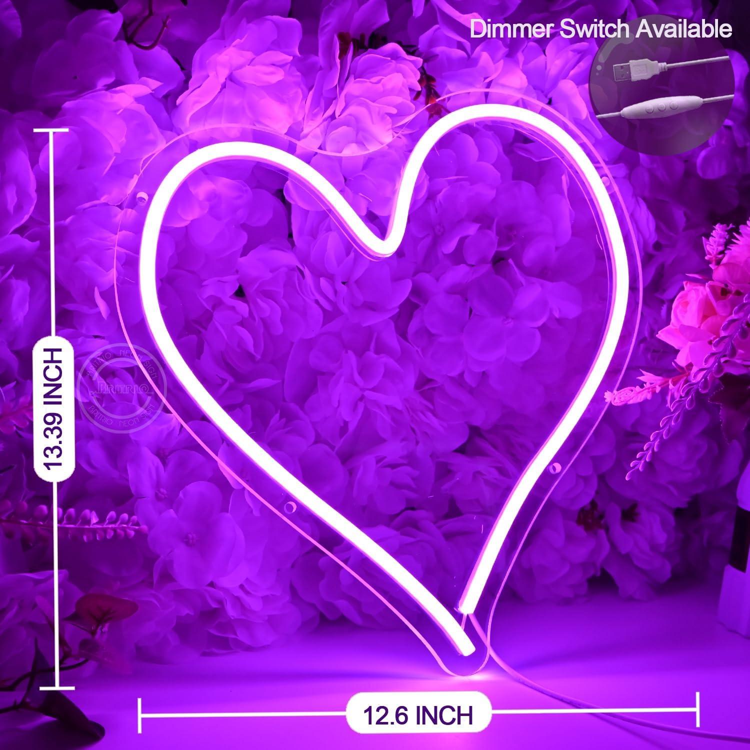 Luz de Neón Britrio Corazón 34 cm LED USB Púrpura