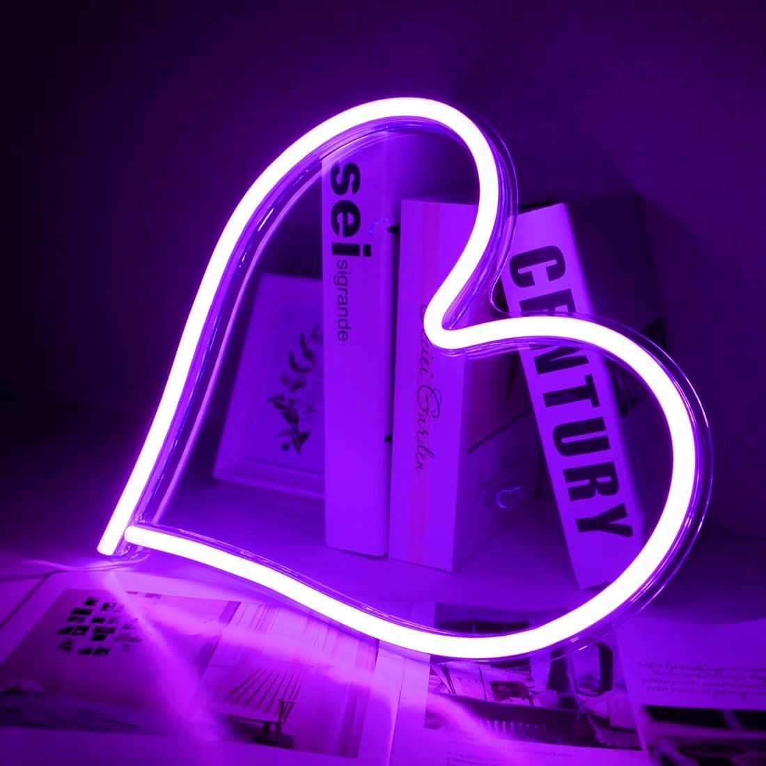 Luz de Neón Britrio Corazón 34 cm LED USB Púrpura