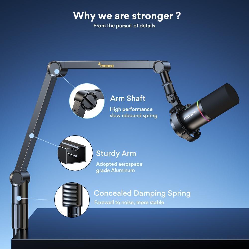 Brazo de Micrófono MAONO BA91 Ajustable para Podcast Negro