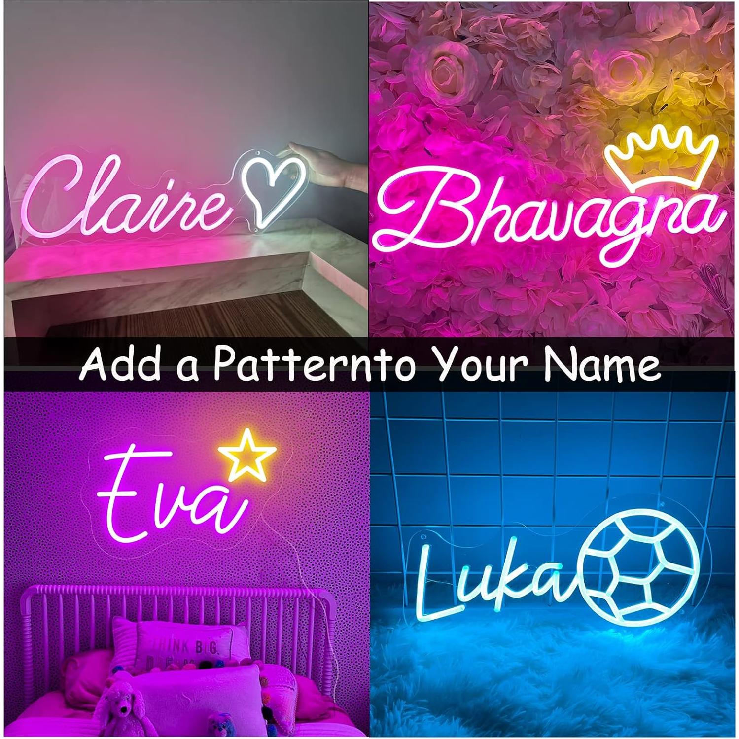 Cartel de Neón LED Personalizado Yalmylla 25.4cm Rosa