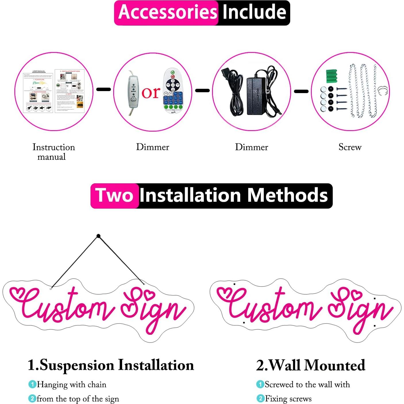 Cartel de Neón LED Personalizado Yalmylla 25.4cm Rosa