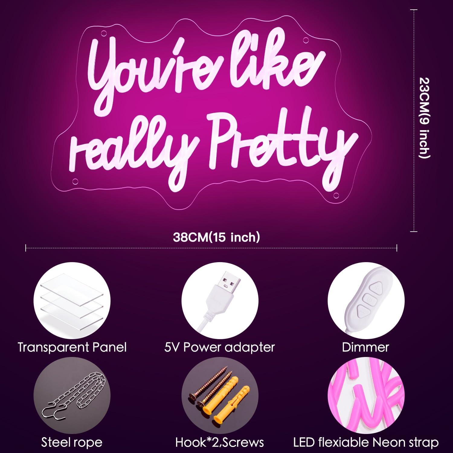 Letrero de Neón LED Rosa Reezldokn 38x23 cm Dimmable USB