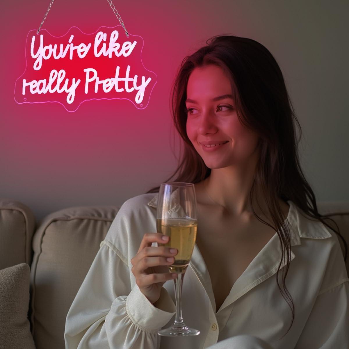 Letrero de Neón LED Rosa Reezldokn 38x23 cm Dimmable USB