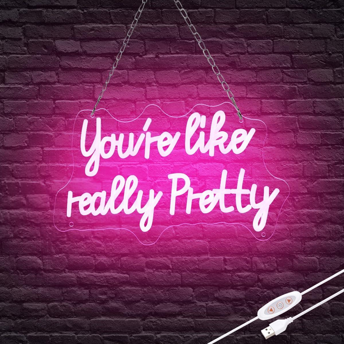 Letrero de Neón LED Rosa Reezldokn 38x23 cm Dimmable USB