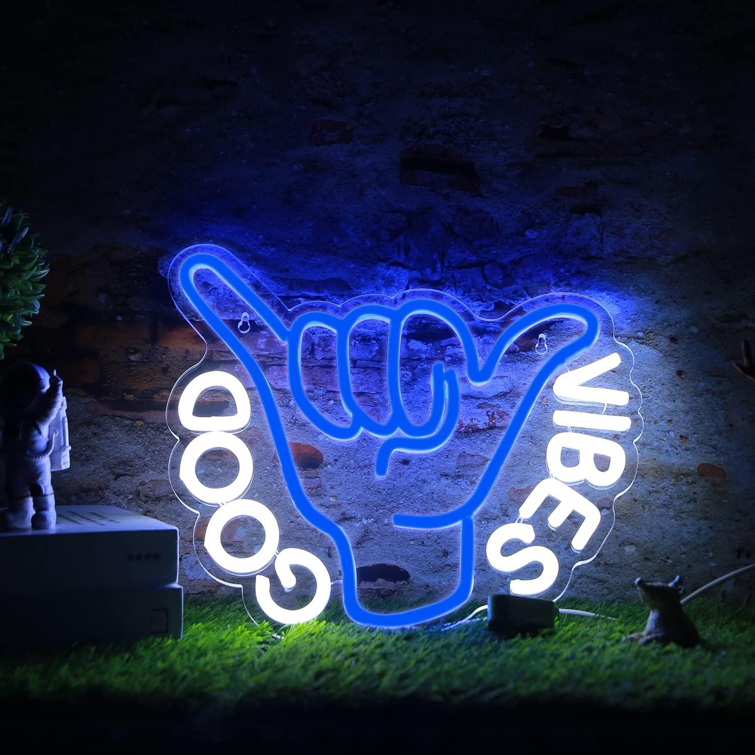 Letrero de Neón LED Buenas Vibras SHINEMYWAY 27x33 cm USB