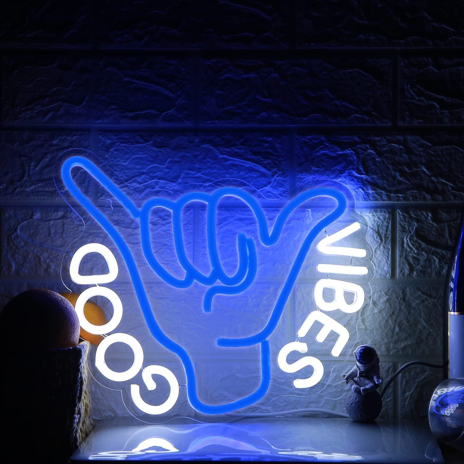 Letrero de Neón LED Buenas Vibras SHINEMYWAY 27x33 cm USB