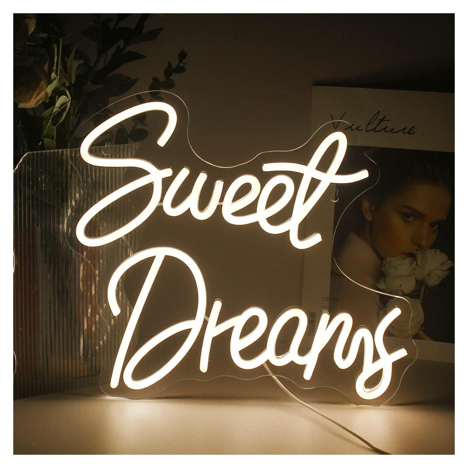 Letrero de Neón Sweet Dreams ineonlife 38x32 cm Luz LED USB