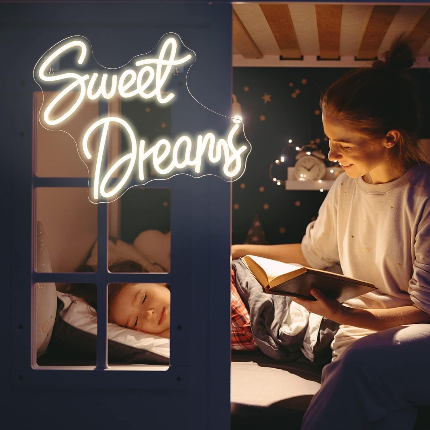 Letrero de Neón Sweet Dreams ineonlife 38x32 cm Luz LED USB