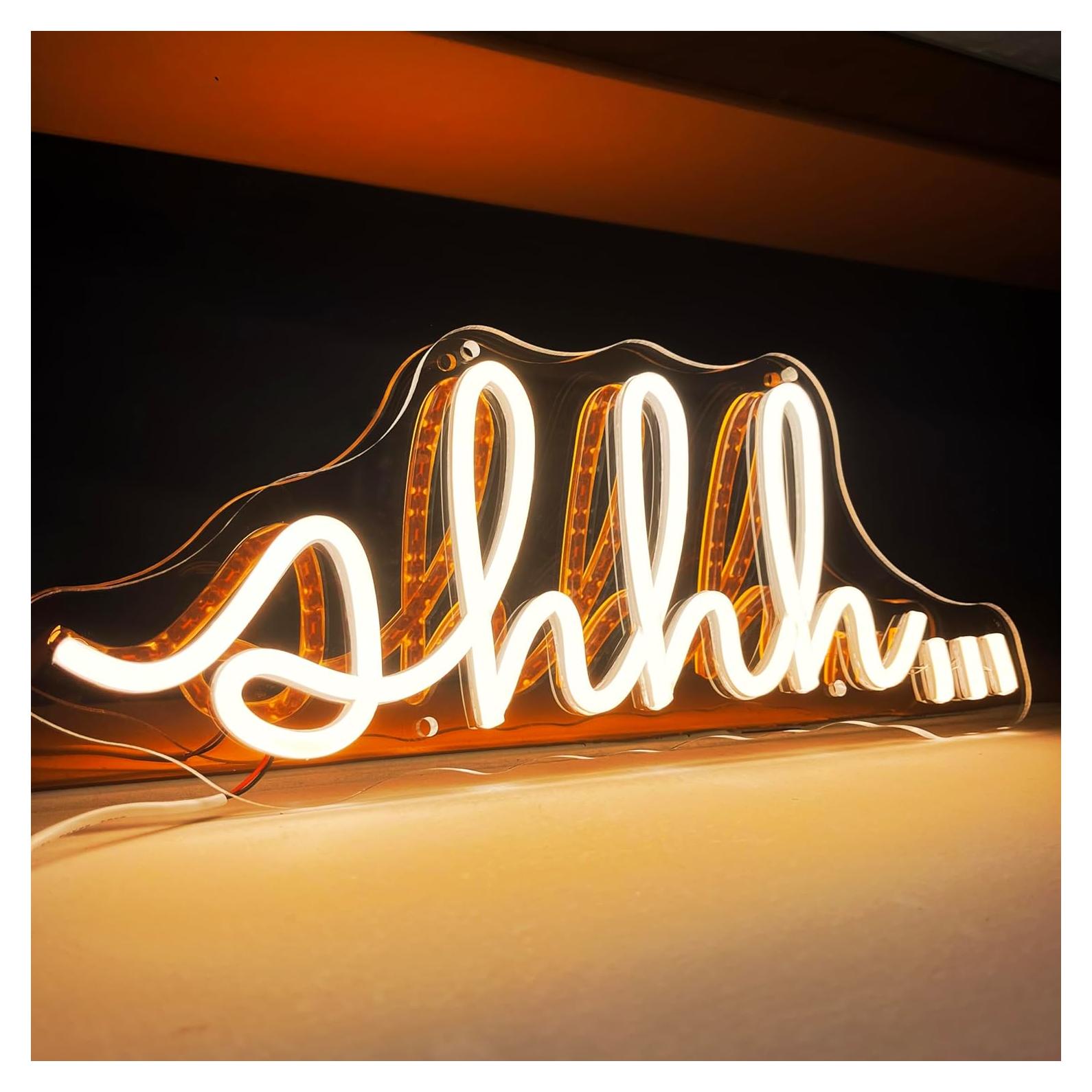 Señal de Neón LED YYUAN Shhh para Decoración de Pared 39.9x16cm