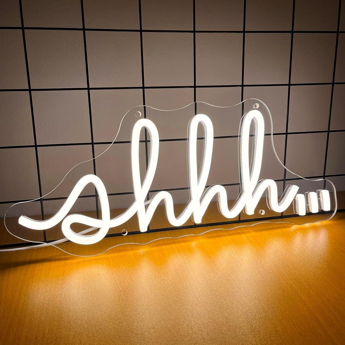 Señal de Neón LED YYUAN Shhh para Decoración de Pared 39.9x16cm