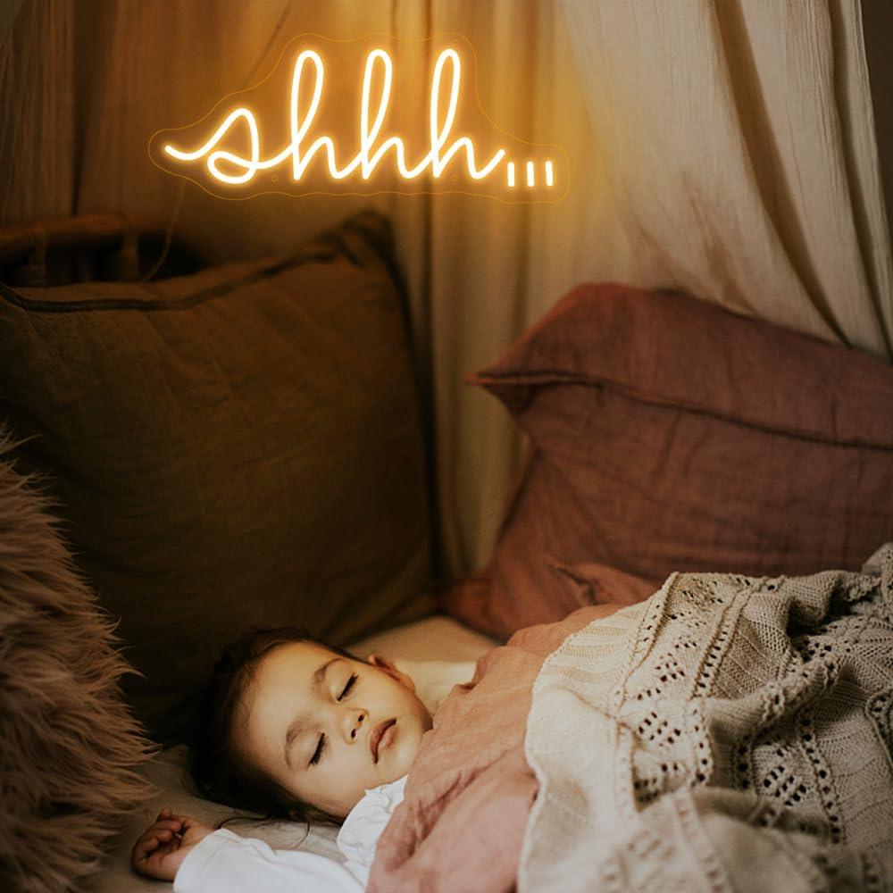 Señal de Neón LED YYUAN Shhh para Decoración de Pared 39.9x16cm