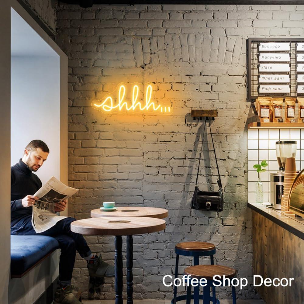Señal de Neón LED YYUAN Shhh para Decoración de Pared 39.9x16cm