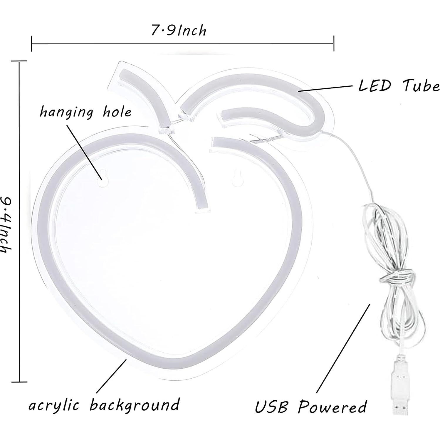 Luz de Neón LED Rosa Cynzia Durazno 30x30 cm USB Decorativa
