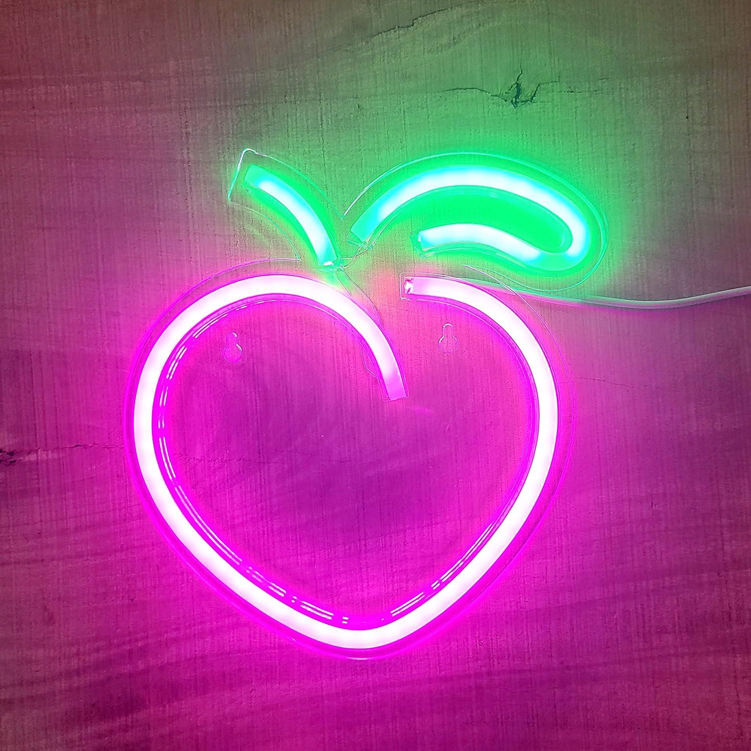 Luz de Neón LED Rosa Cynzia Durazno 30x30 cm USB Decorativa