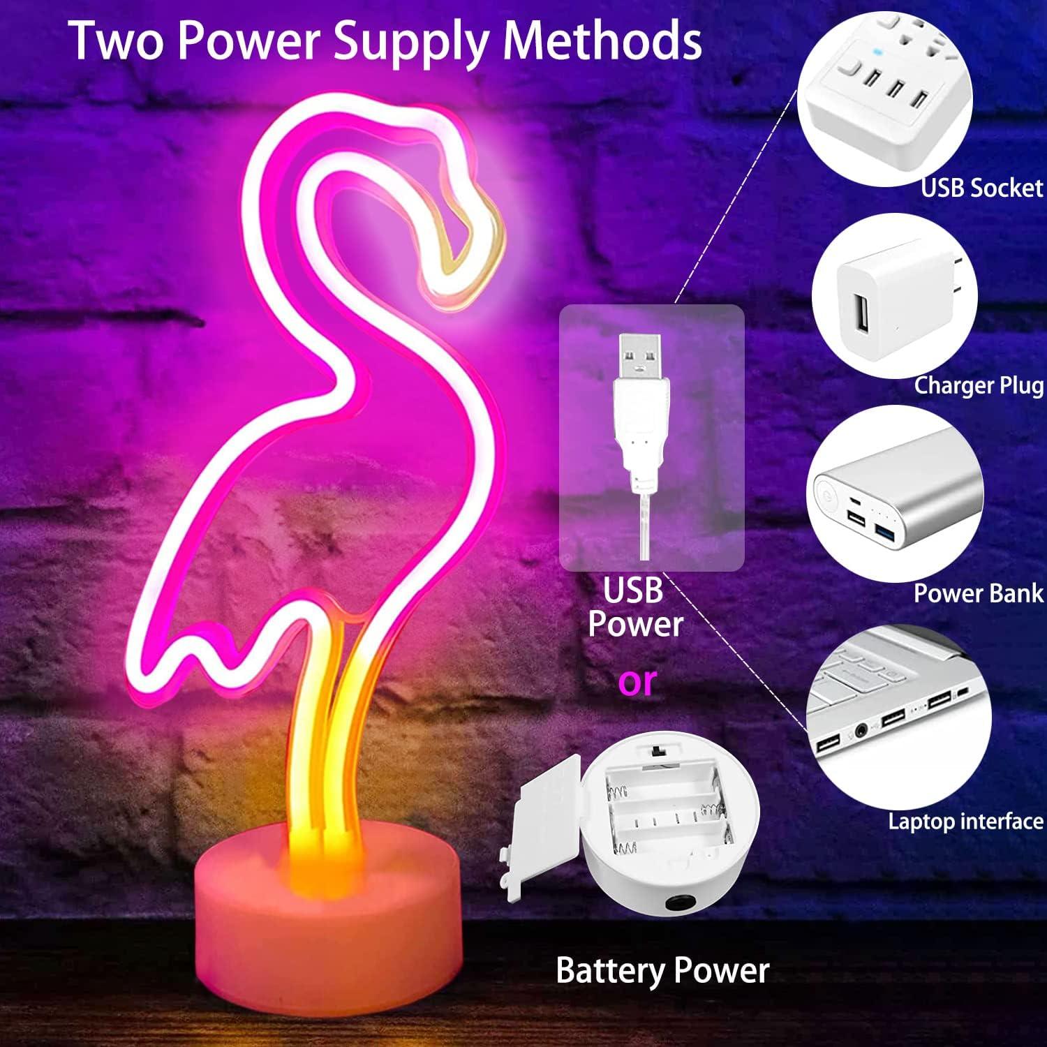 Lámpara de Neón Flamingo YSMNDE LED Rosa Decorativa