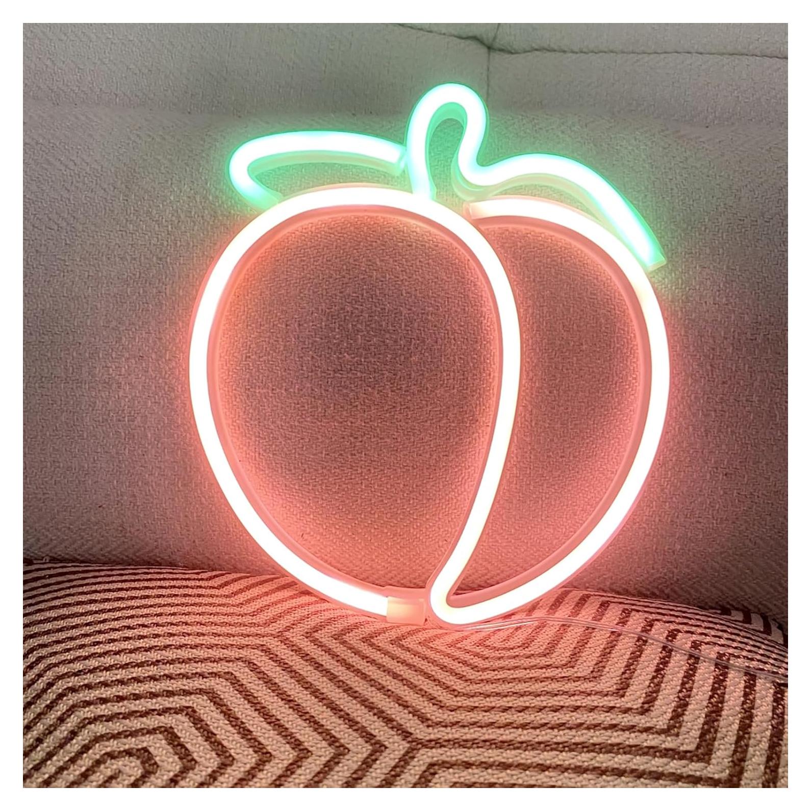 Luz de Neón LED Durazno HFHungkeong 23.5x20.9cm USB Coral