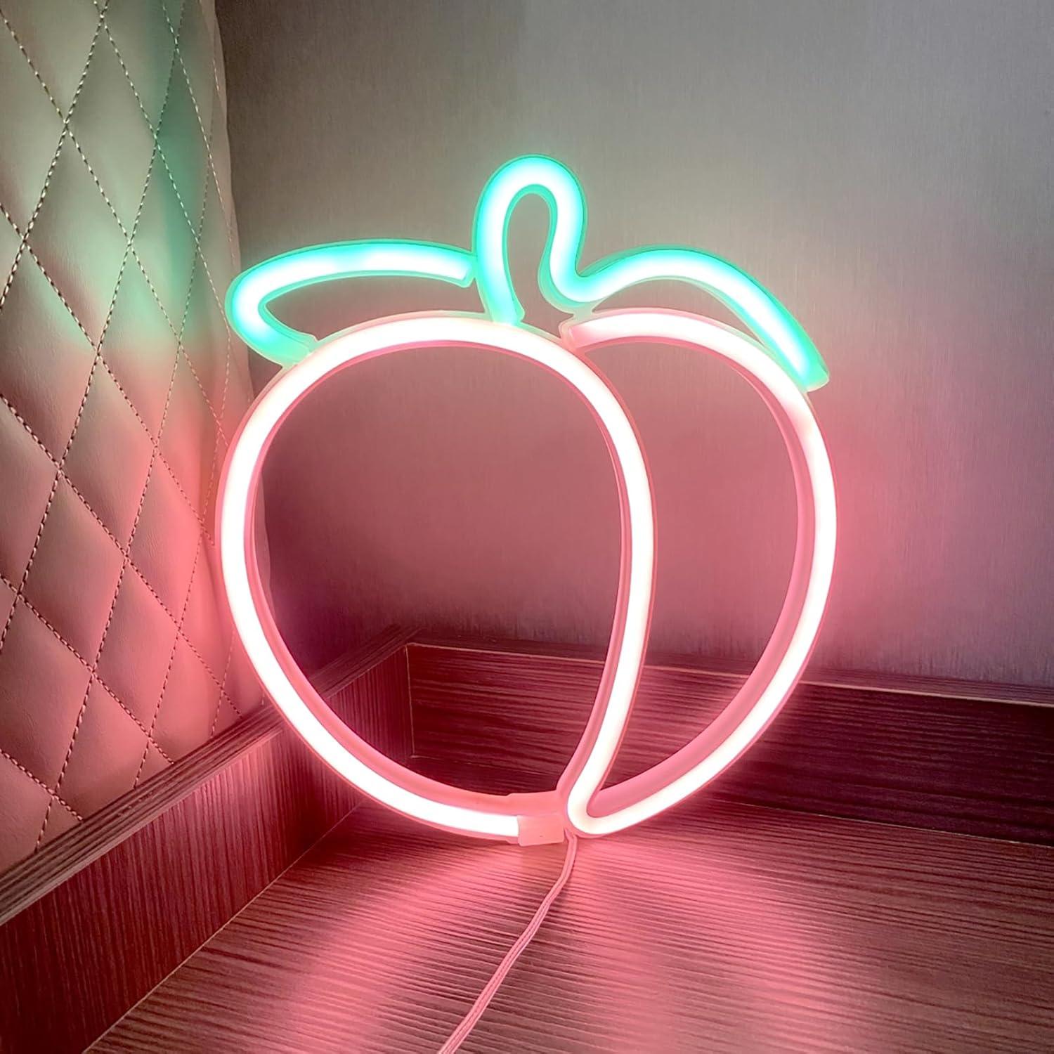 Luz de Neón LED Durazno HFHungkeong 23.5x20.9cm USB Coral