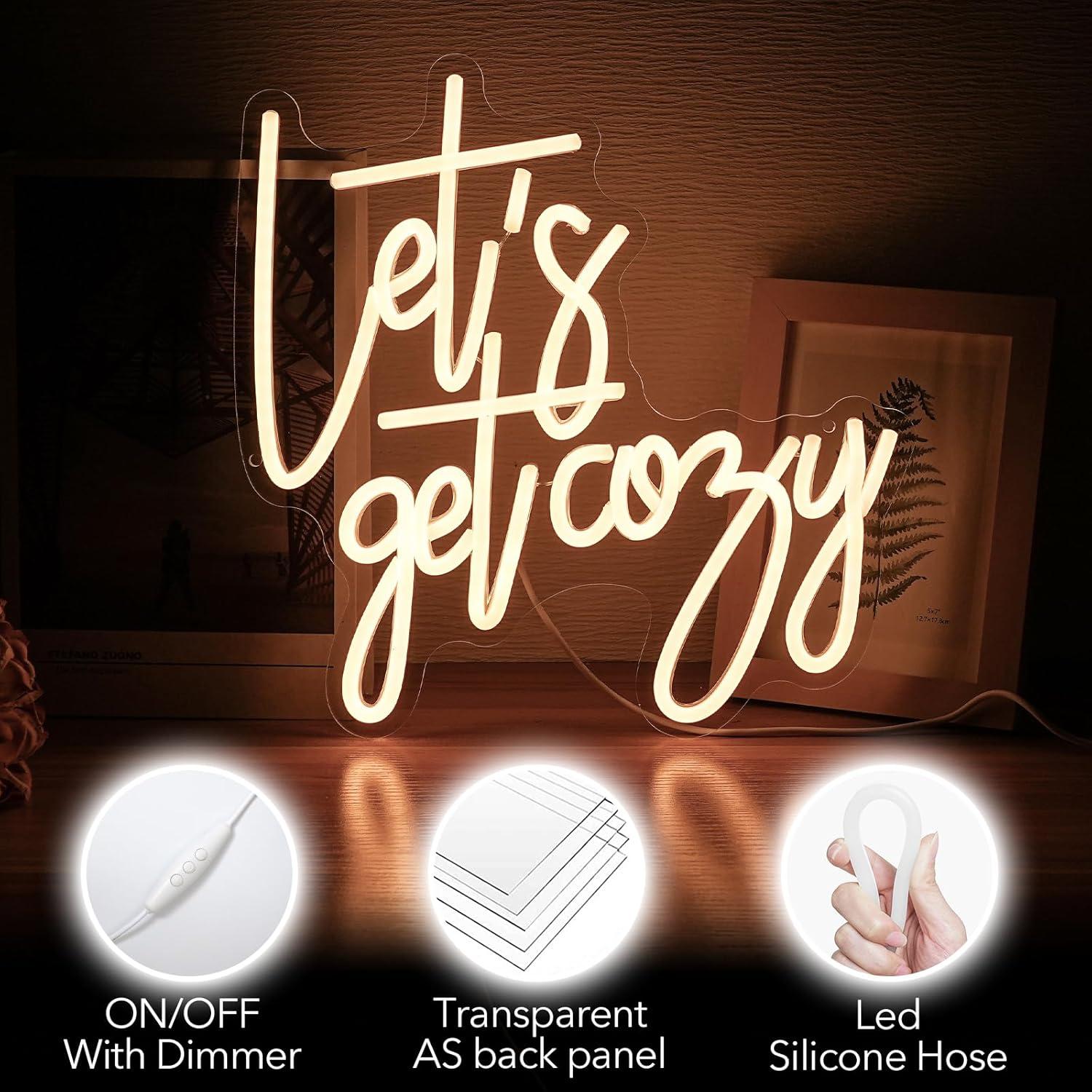 Letrero de Neón LED Let's Get Cozy - Decoración de Pared 33x32cm