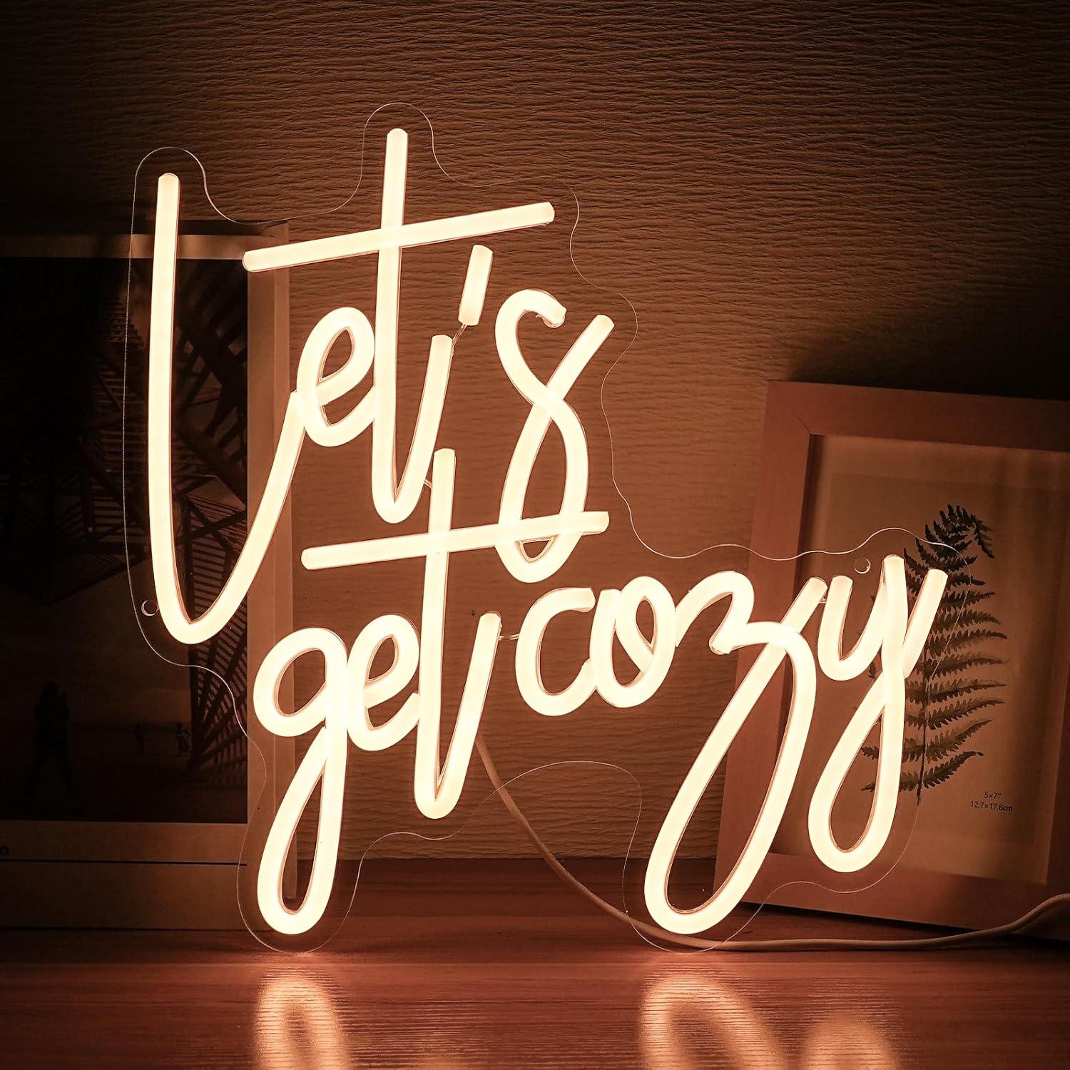 Letrero de Neón LED Let's Get Cozy - Decoración de Pared 33x32cm