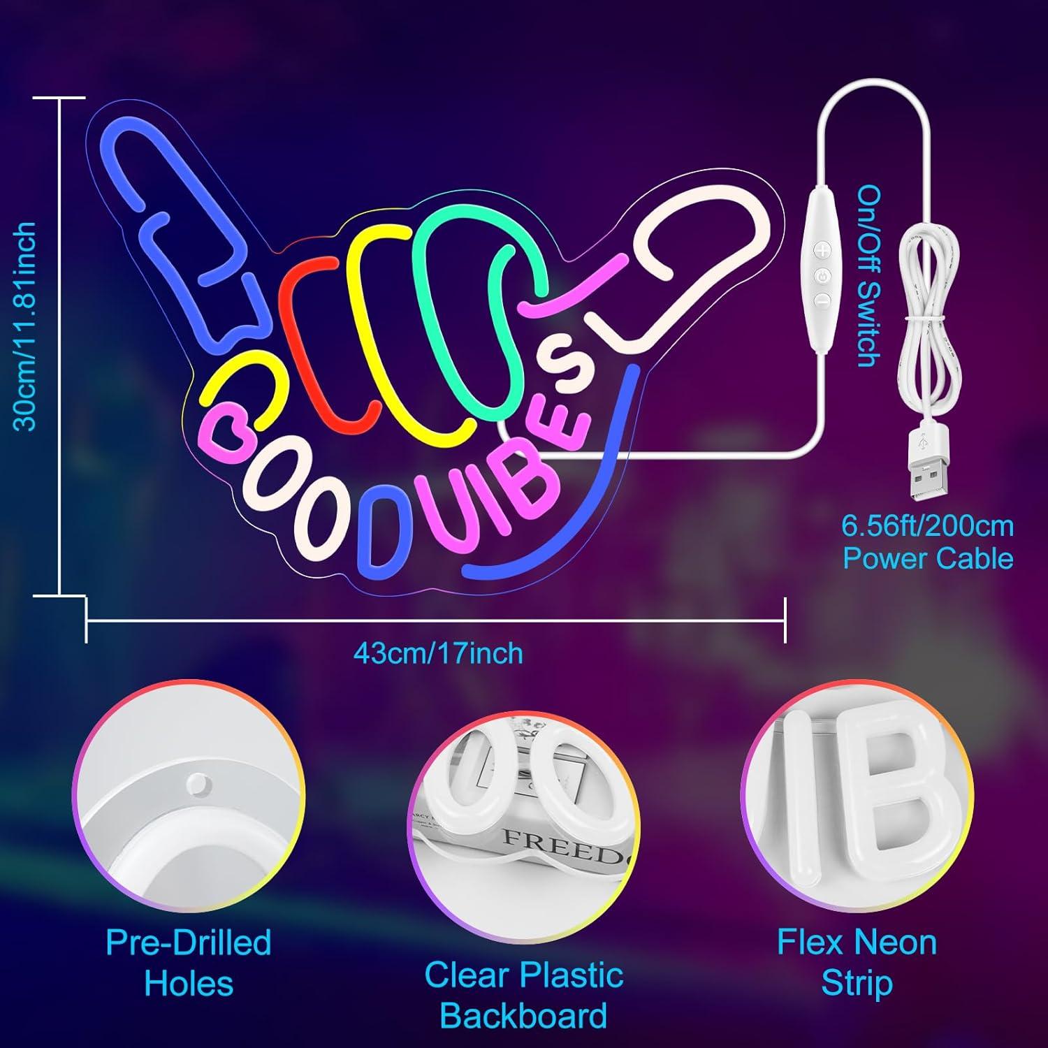 Letrero Neón Buenas Vibras Niubility 43x33cm USB Regulable