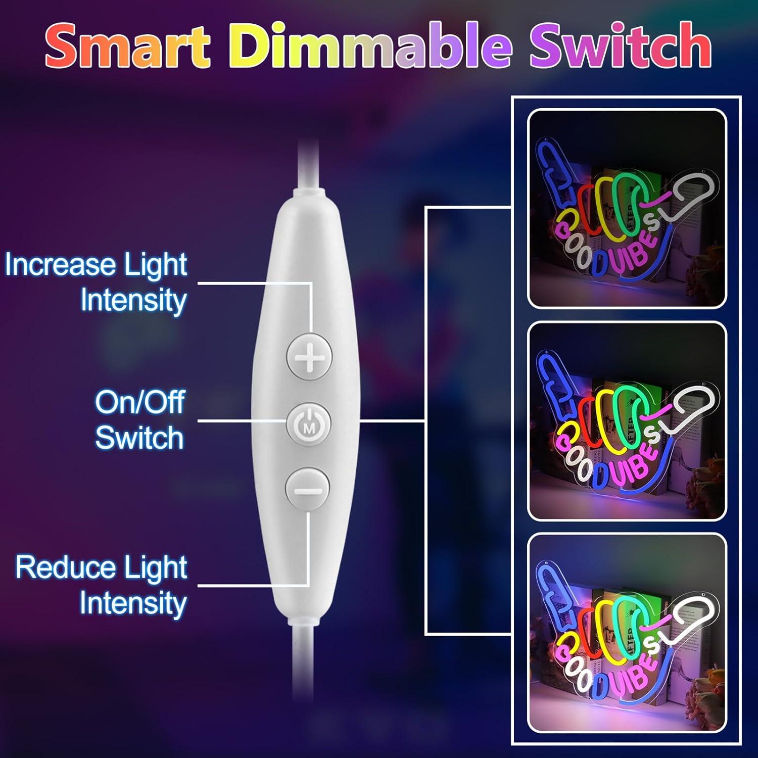 Letrero Neón Buenas Vibras Niubility 43x33cm USB Regulable