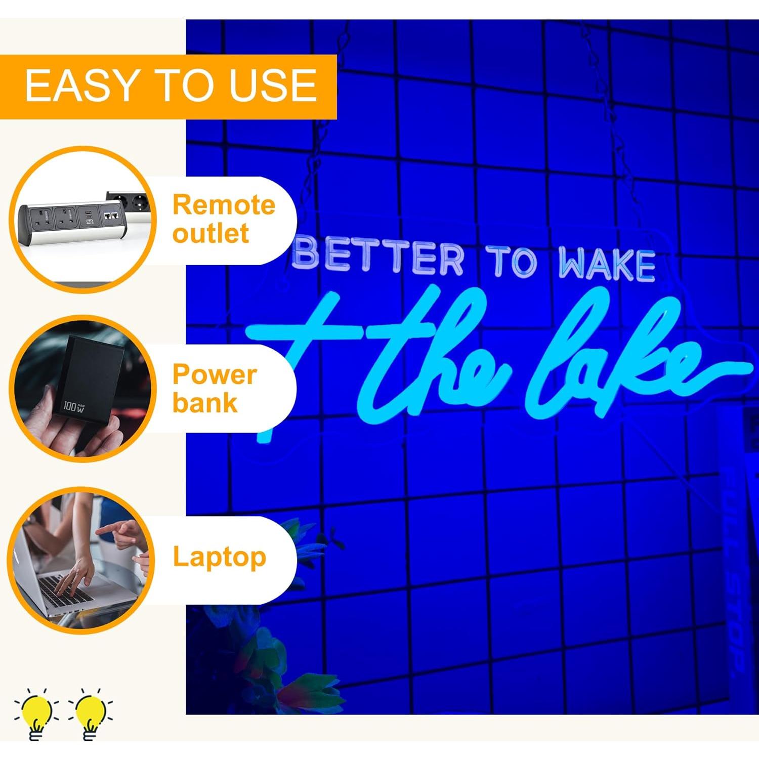 Letrero de Neón LED Regulable Allball 33x13cm Azul Lago