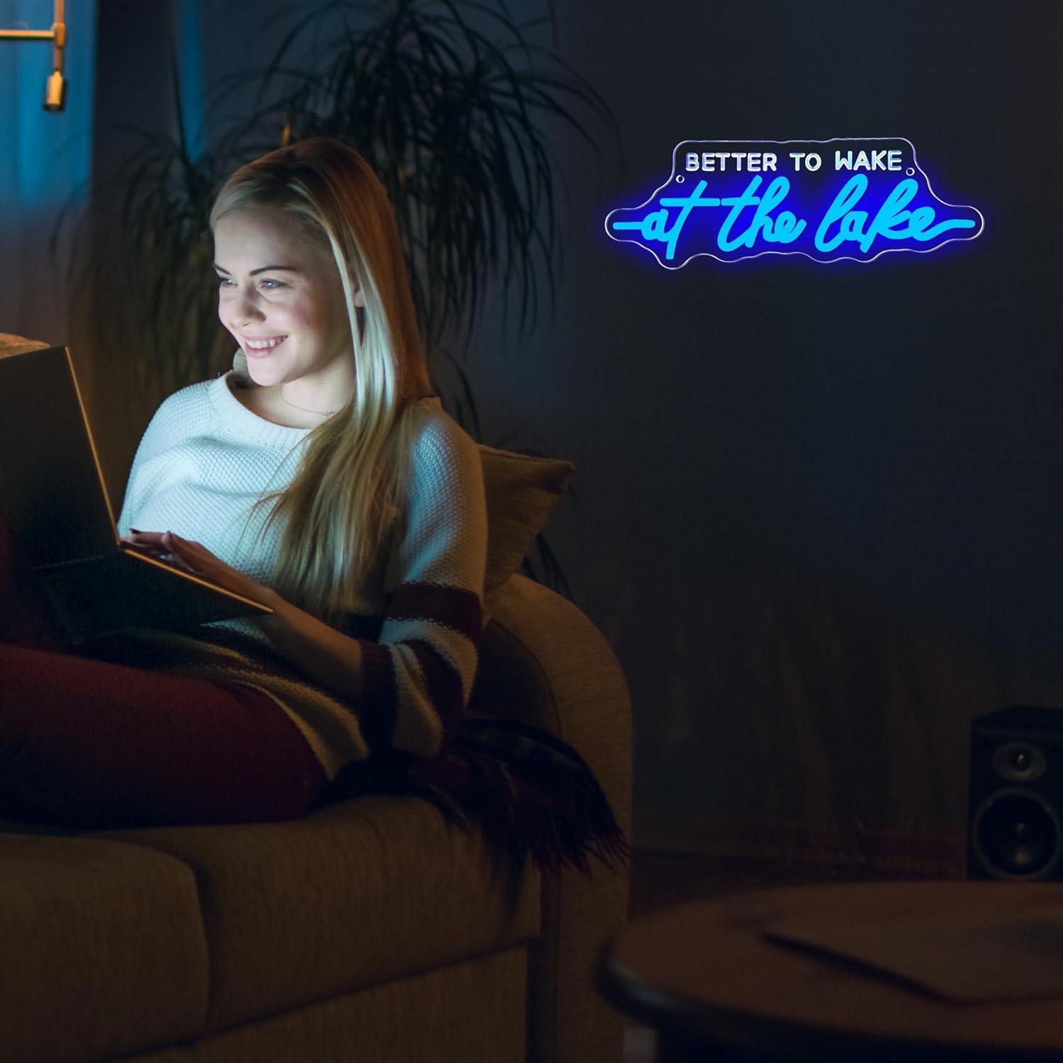 Letrero de Neón LED Regulable Allball 33x13cm Azul Lago