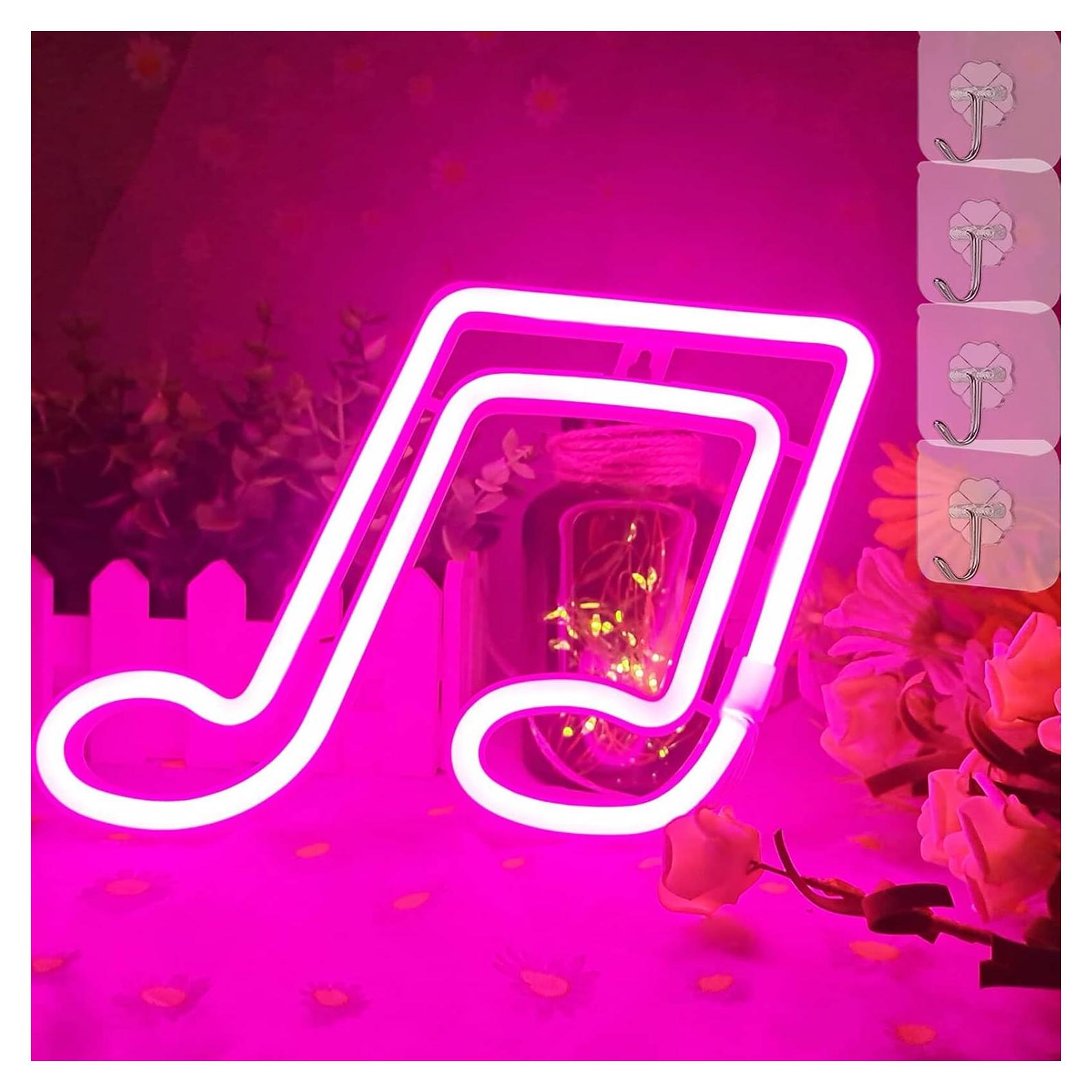 Luz de Neón LED Rosa Nota Musical VIFULIN - Decoración Pared