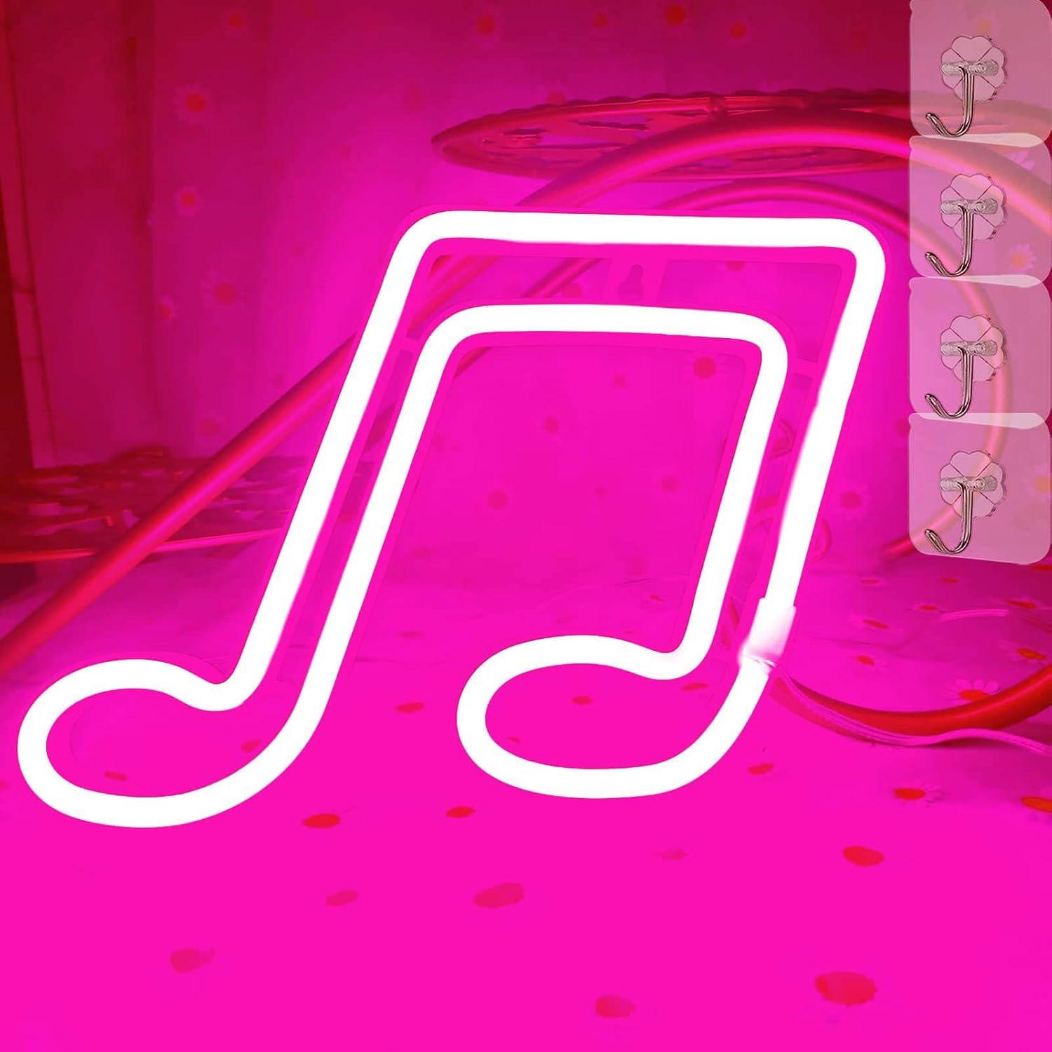 Luz de Neón LED Rosa Nota Musical VIFULIN - Decoración Pared