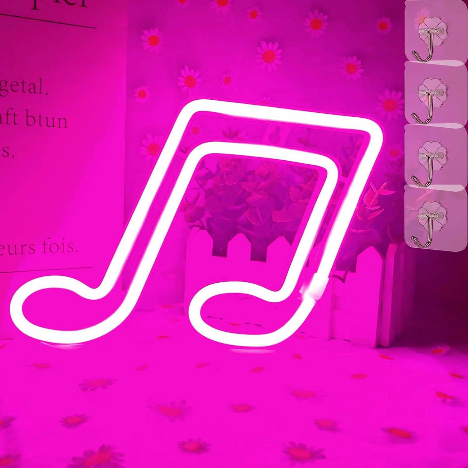 Luz de Neón LED Rosa Nota Musical VIFULIN - Decoración Pared