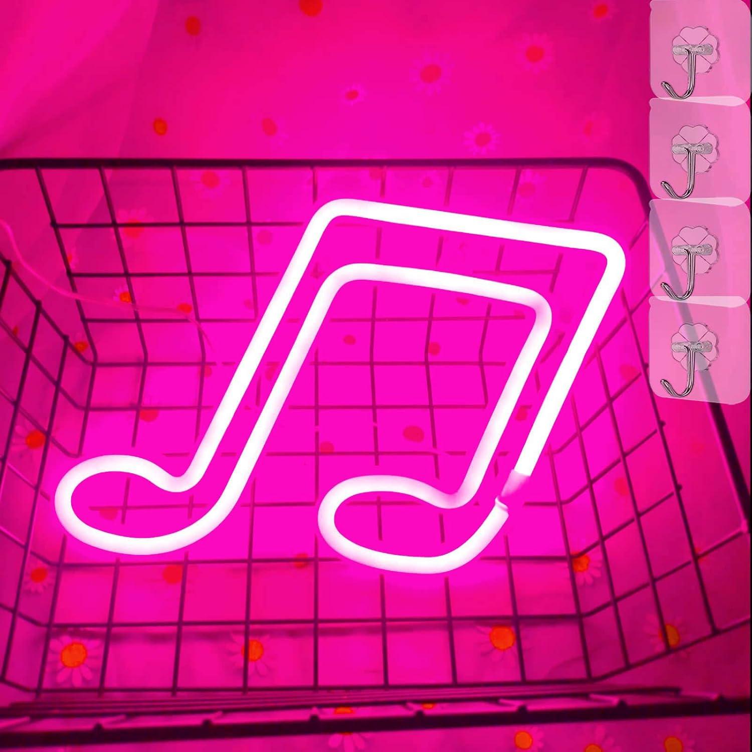 Luz de Neón LED Rosa Nota Musical VIFULIN - Decoración Pared