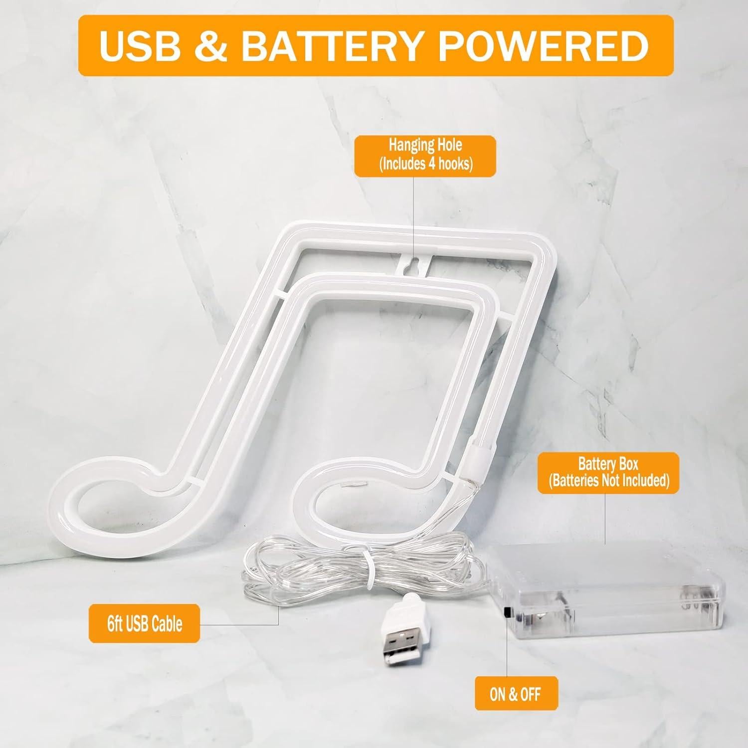 Luz de Neón LED Rosa Nota Musical VIFULIN - Decoración Pared