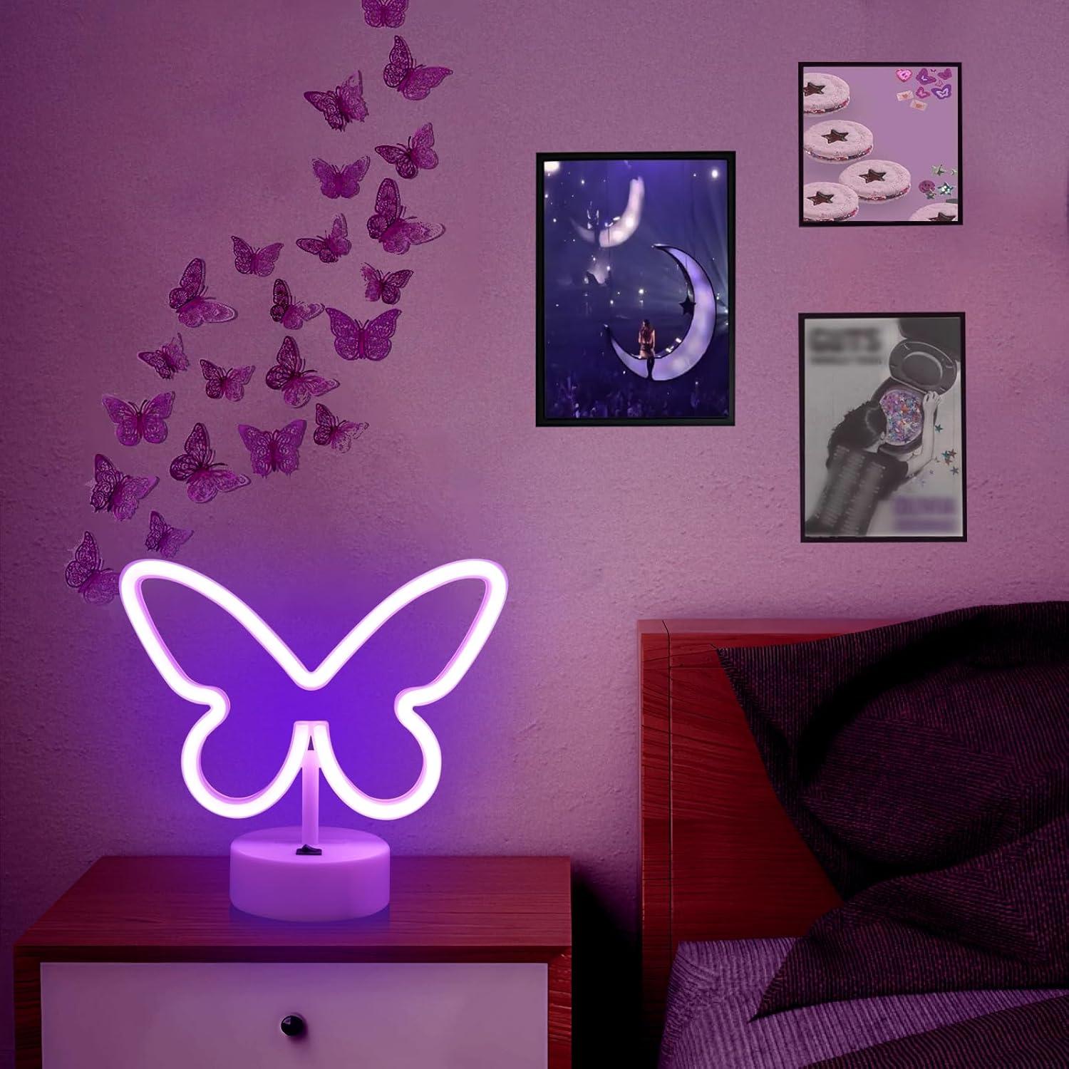 Luz de Neón Mariposa LED Morada UrsaMajor - Decoración USB/Batería