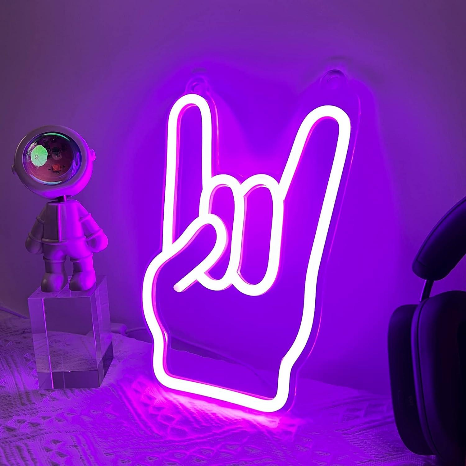 Lámpara Neon Mano Rock Attivolife 25.8x16.8cm USB Decorativa