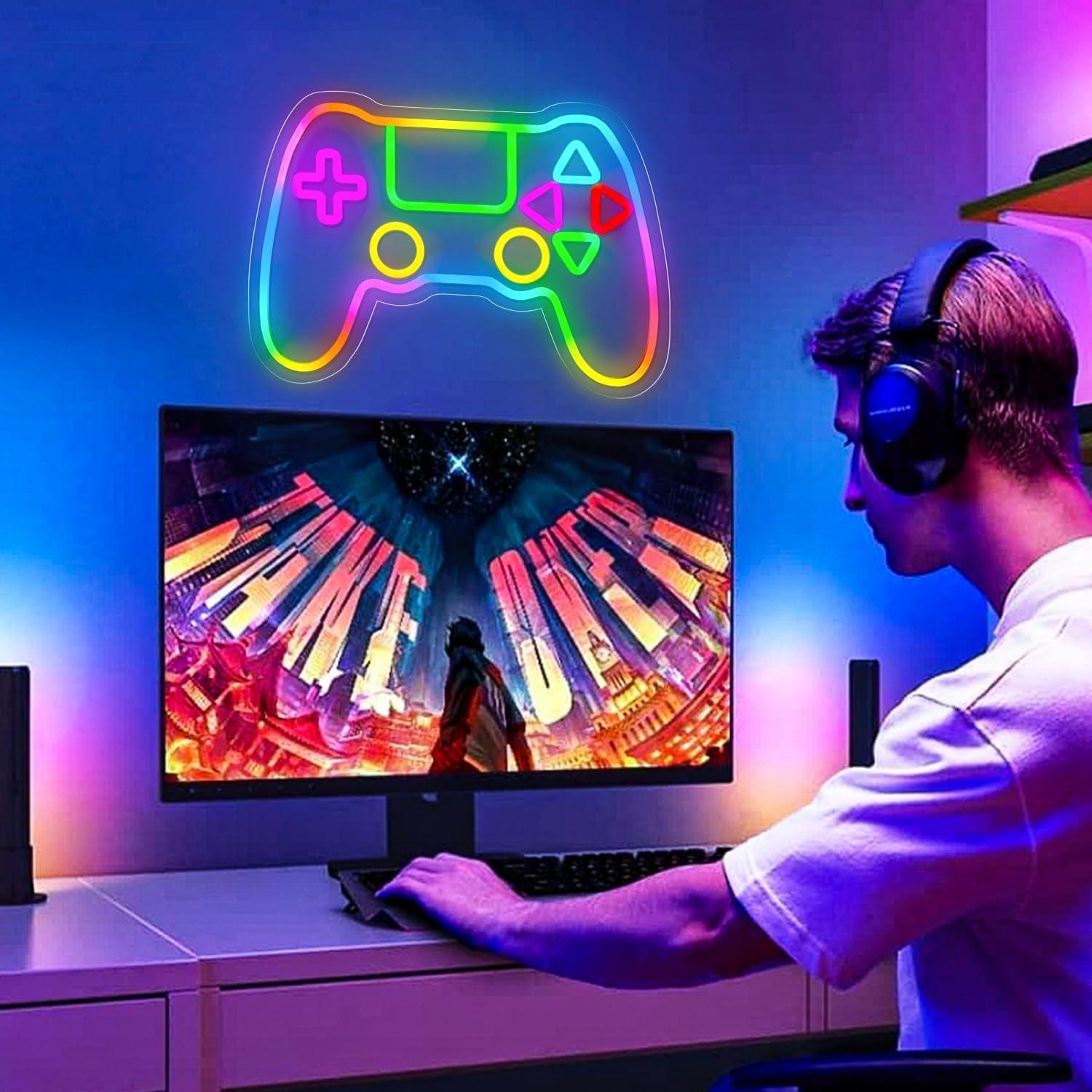 Luz de Neón Gamer Dong7Niu, Signo LED Decorativo 16x11 cm