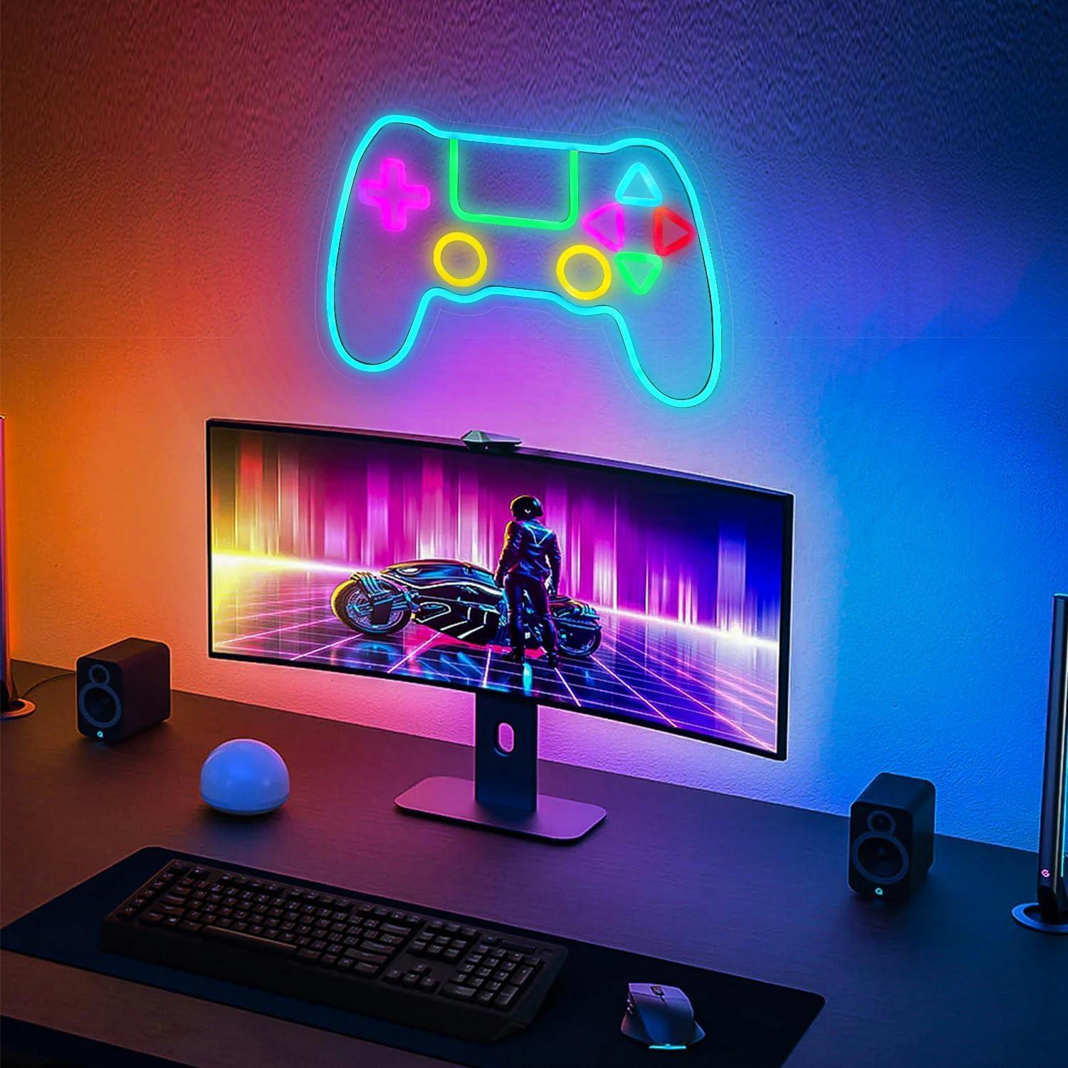 Luz de Neón Gamer Dong7Niu, Signo LED Decorativo 16x11 cm