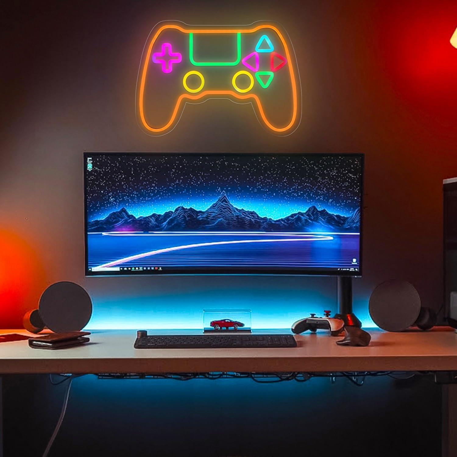 Luz de Neón Gamer Dong7Niu, Signo LED Decorativo 16x11 cm